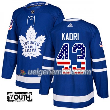 Kinder Eishockey Toronto Maple Leafs Trikot Nazem Kadri 43 Adidas 2017-2018 Blue USA Flag Fashion Authentic